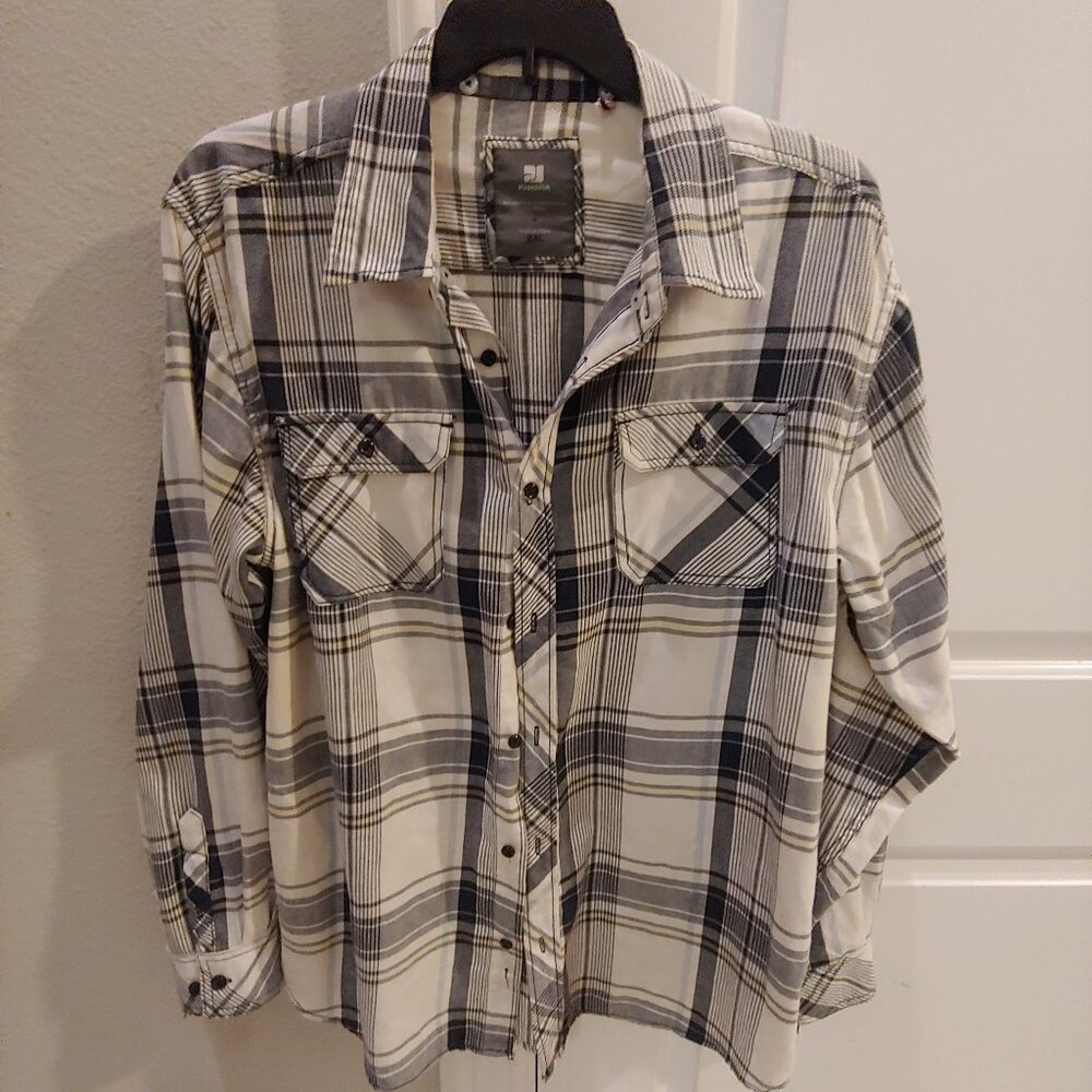 PJ Mark Shirt Mens Black White Button Down 2XL Long Sleeve Casual